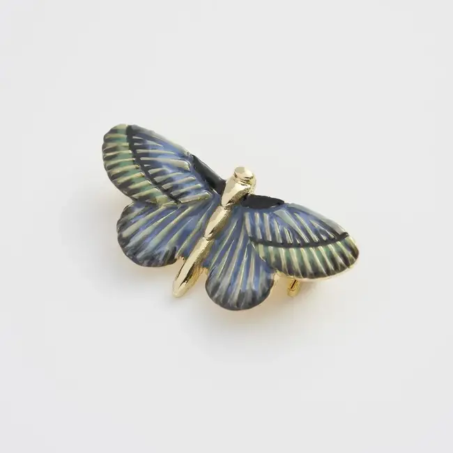 Fable England Deco Butterfly Blue Brooch
