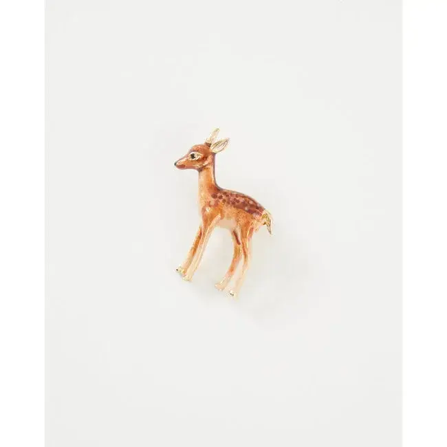 Fable England Enamel Fawn Brooch