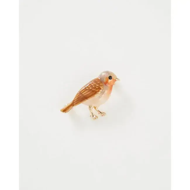 Fable England Enamel Robin Brooch