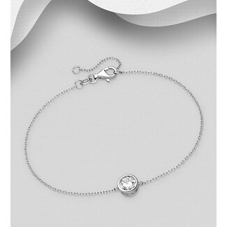 Sterling Sterling Bracelet with Framed Cubic Zirconia - 7"-8" length