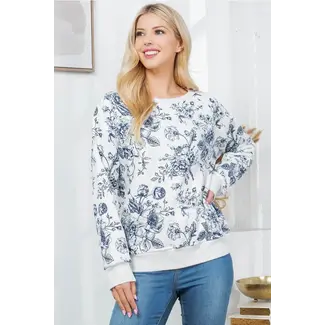 Peony Floral Print Sweatshirt