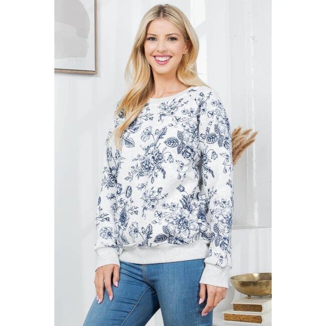 Peony Floral Print Sweatshirt