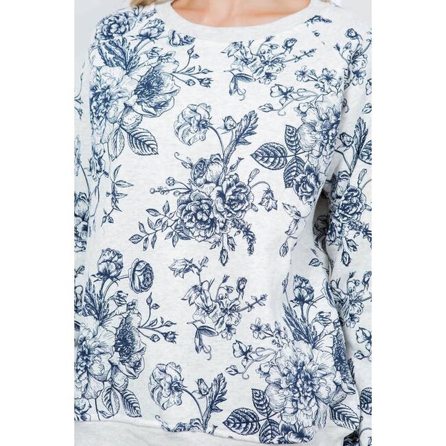 Peony Floral Print Sweatshirt