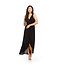 Papillon Erica - Crinkle Ruffle Trim Maxi Dress in Black