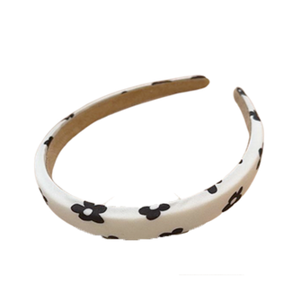 E&S Accessories White Headband with Black Flower