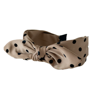 E&S Accessories Polka Dot Hairband With Bow in Light Brown