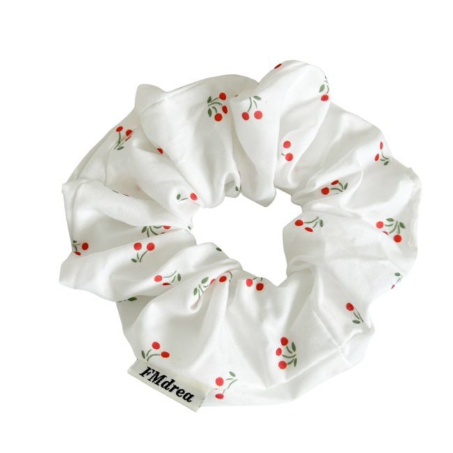 E&S Accessories Scrunchie - White with Cherries