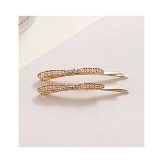 E&S Accessories Set of Pearl Barrettes with Cubic Zirconia