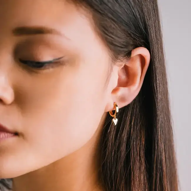 Lover’s Tempo Everly Heart Huggie Drop Hoop Earrings (more colours)