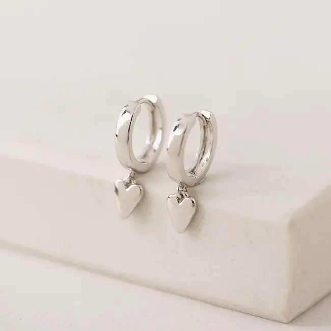 Lover’s Tempo Everly Heart Huggie Drop Hoop Earrings (more colours)