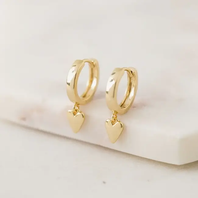 Lover’s Tempo Everly Heart Huggie Drop Hoop Earrings (more colours)
