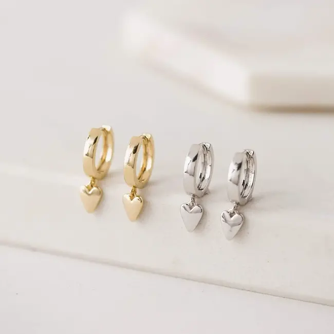 Lover’s Tempo Everly Heart Huggie Drop Hoop Earrings (more colours)