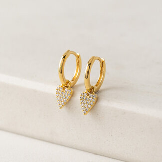 Lover’s Tempo Flutter Heart Huggie Drop Hoop Earrings (more colours)