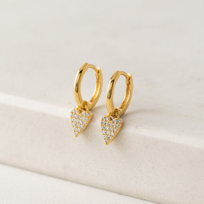 Lover’s Tempo Flutter Heart Huggie Drop Hoop Earrings (more colours)