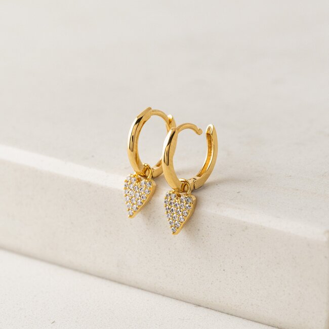 Lover’s Tempo Flutter Heart Huggie Drop Hoop Earrings (more colours)