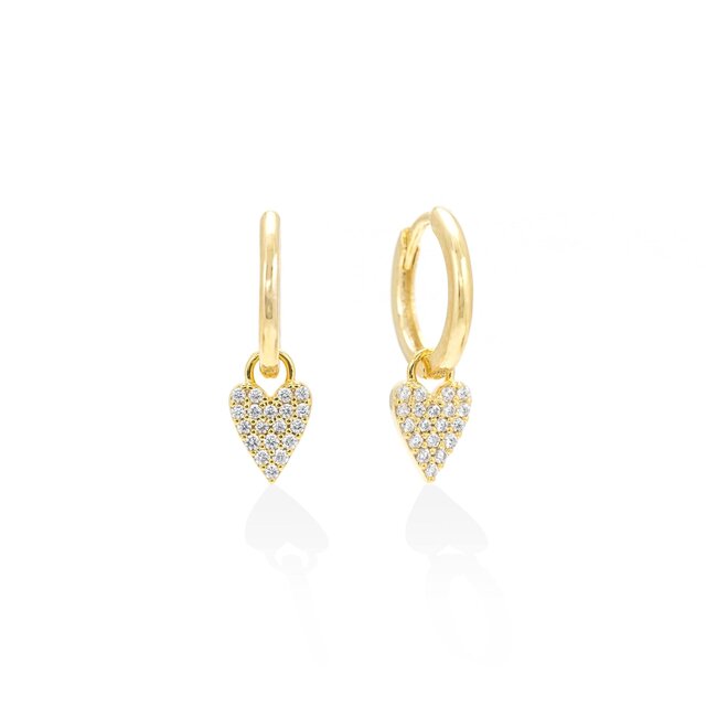 Lover’s Tempo Flutter Heart Huggie Drop Hoop Earrings (more colours)