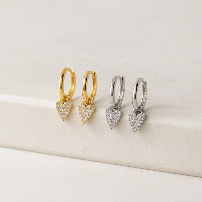 Lover’s Tempo Flutter Heart Huggie Drop Hoop Earrings (more colours)