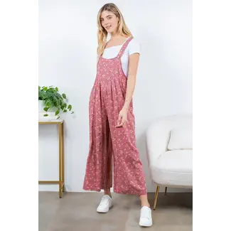 Luci - Floral Overalls in Pink