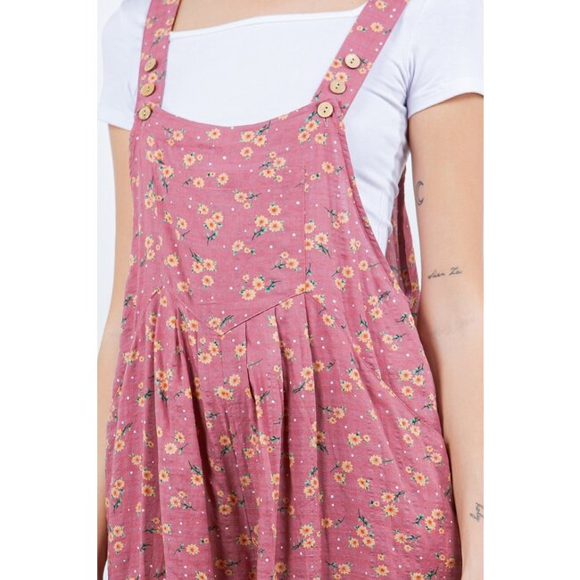 Luci - Floral Overalls in Pink