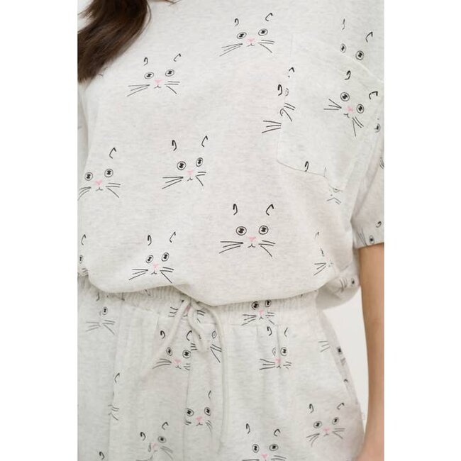 Cat Faces Print Relaxed Fit T-Shirt