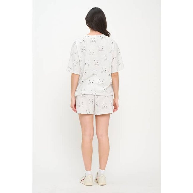 Cat Faces Print Relaxed Fit T-Shirt