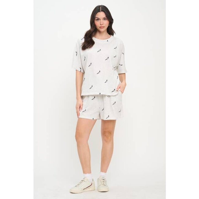 Pigeon Print Relaxed Fit T-Shirt