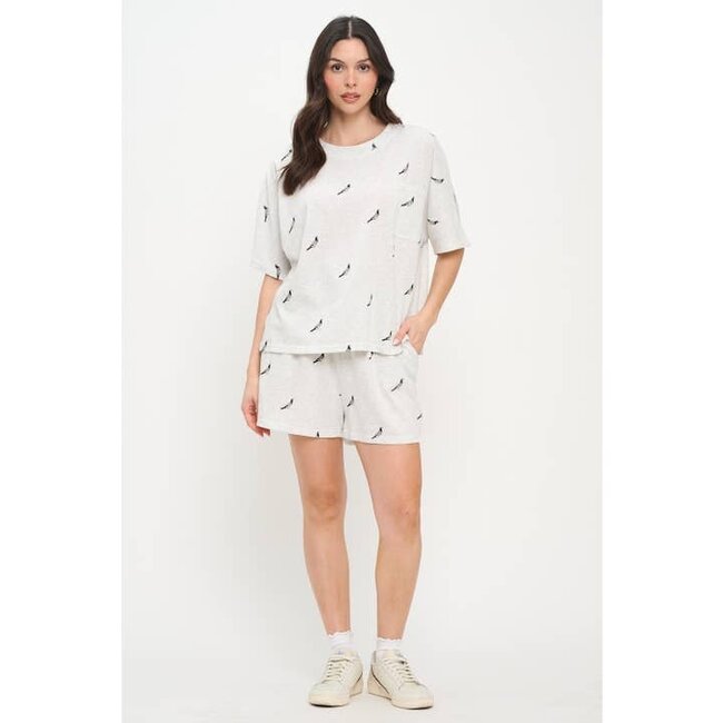 Pigeon Print Relaxed Fit T-Shirt