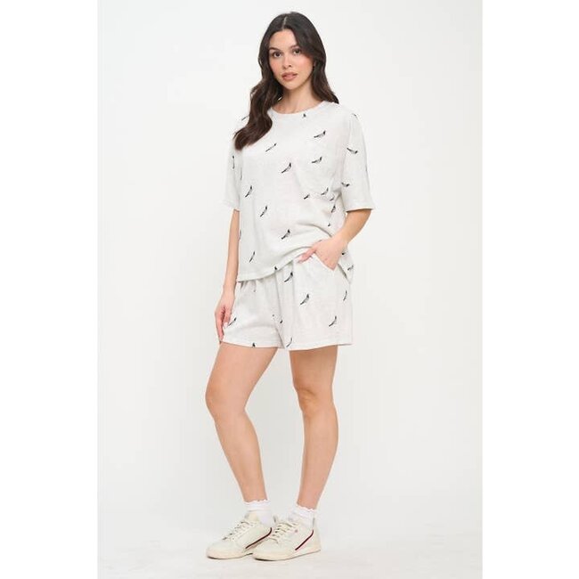 Pigeon Print Relaxed Fit T-Shirt