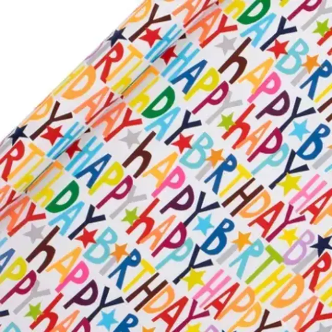 Roll Wrap 4M Ps Happy Birthday White