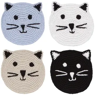 Danica Imports Meow & Furever Crochet Coasters Set of 4 Assorted