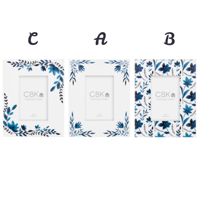 Blue & White Watercolor Floral 4x6 Frame (more designs)