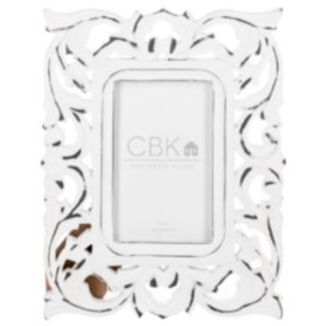 Distressed White Carved Scroll 4x6 Frame (more designs)