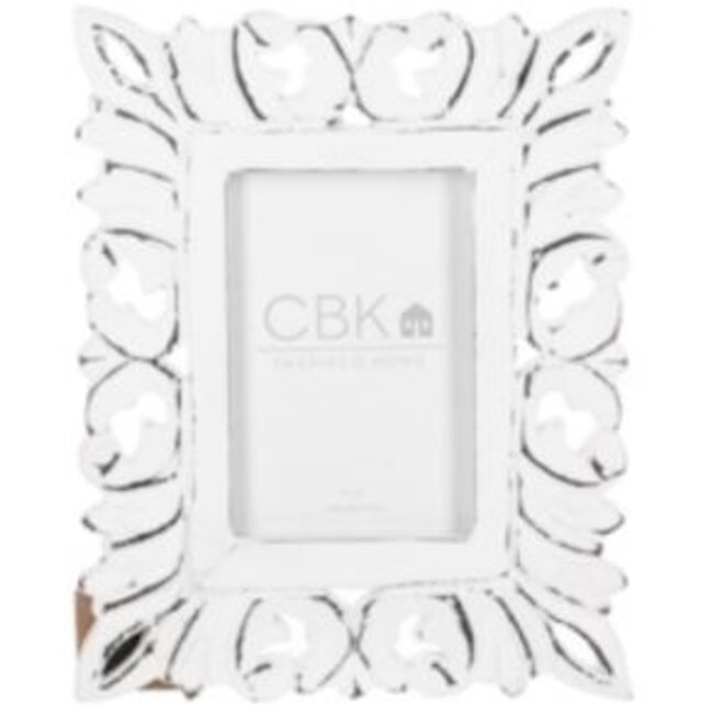 Distressed White Carved Scroll 4x6 Frame (more designs)