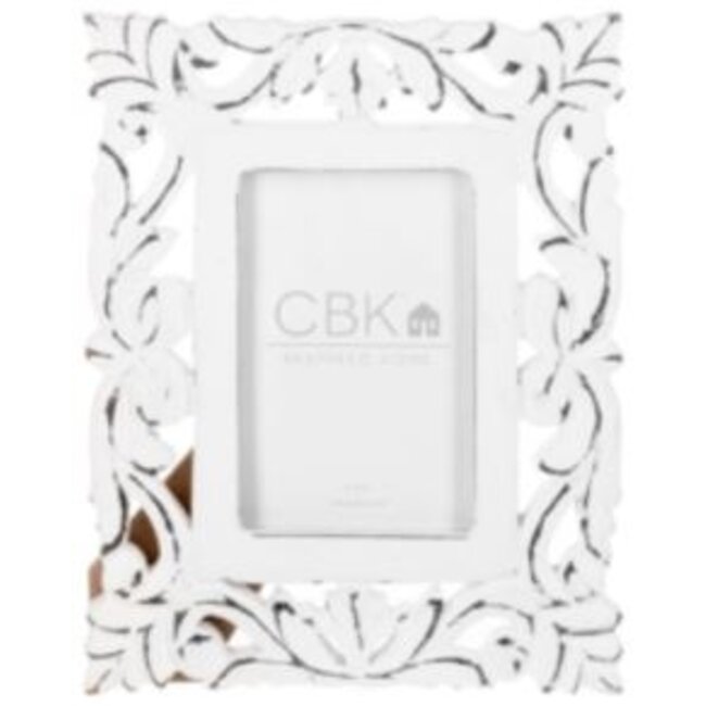 Distressed White Carved Scroll 4x6 Frame (more designs)