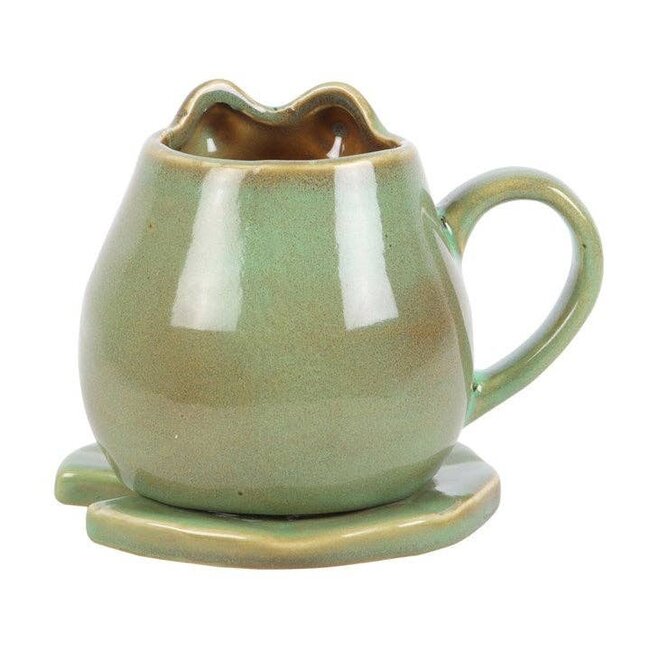 Quanta Distribution Inc Frog Shaped Mug and Lily Pad Saucer