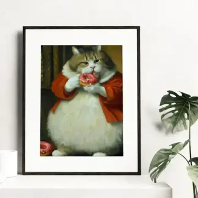 Wolf Shop Art Print - Fancy Donut Cat Renaissance Fancy Cat