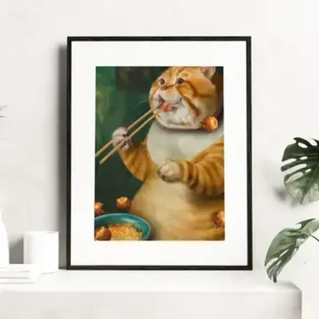 Wolf Shop Art Print - Sushi Cat Renaissance Fancy Cat