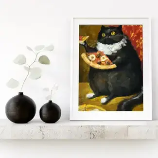 Wolf Shop Art Print - White Collar Pizza Cat Renaissance Fancy Cat
