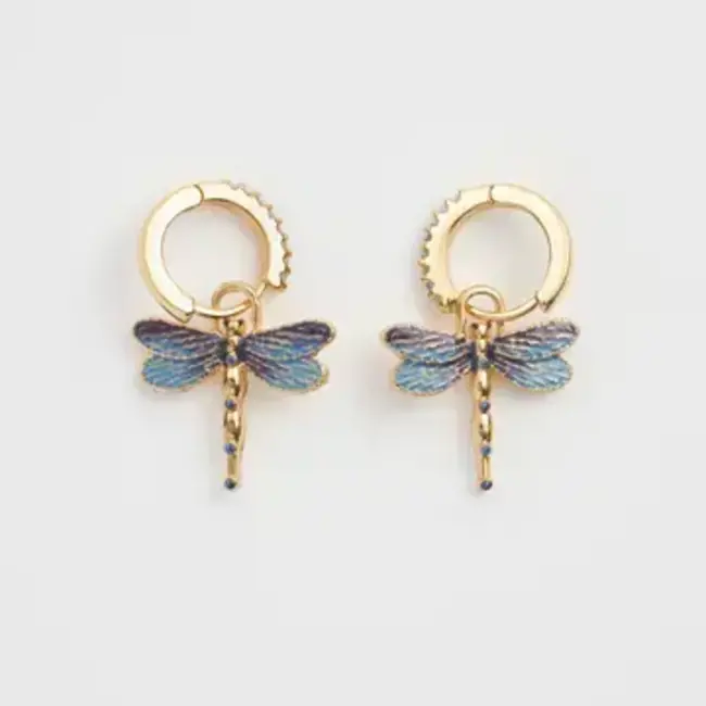 Fable England Dragonfly Charm Huggie Earrings