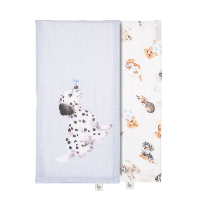 WRENDALE Dog Muslin Blanket Gift Set - Little Paws