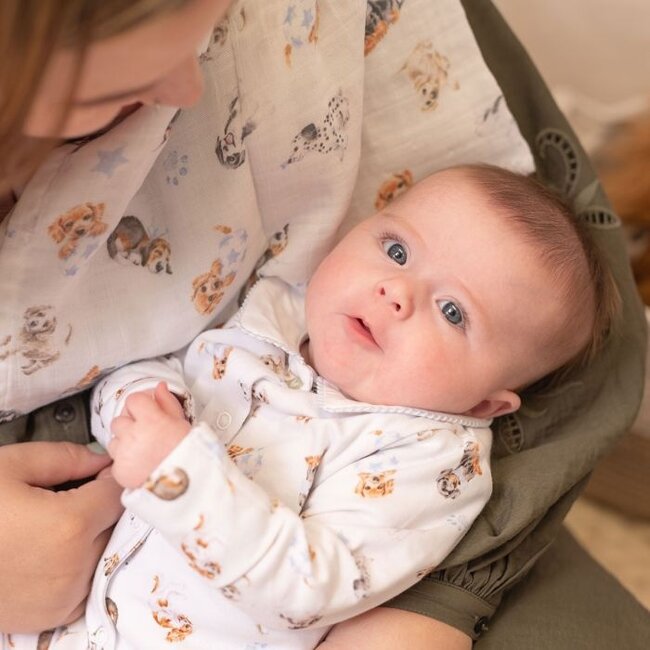 Wrendale Dog Muslin Blanket Gift Set - Little Paws