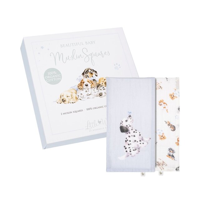 Wrendale Dog Muslin Blanket Gift Set - Little Paws