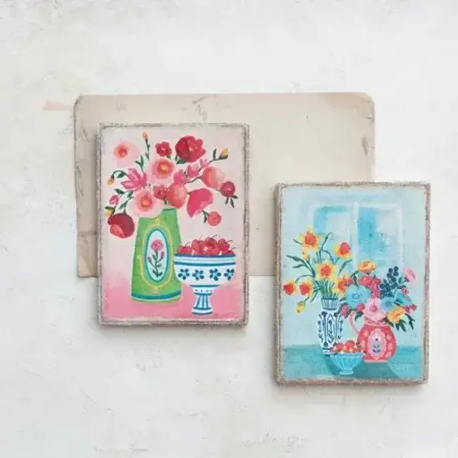 Wood Framed Canvas Wall Art With Flower