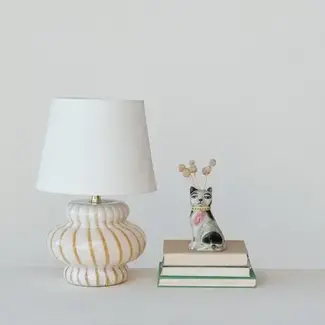 Hand Painted Stoneware Vintage Reproduction Cat Vase