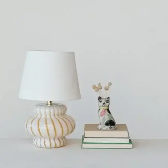 Hand Painted Stoneware Vintage Reproduction Cat Vase