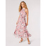 Apricot Painterly Floral Shimmer Midi Dress