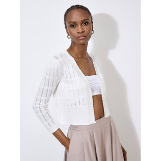 Apricot Pointelle Chevron Knit Shrug