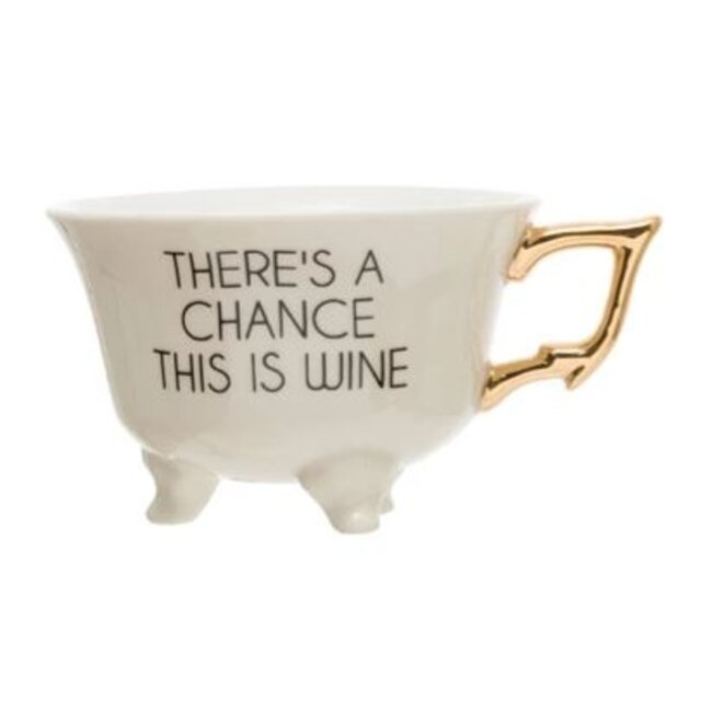 Stoneware Footed Teacup with Saying