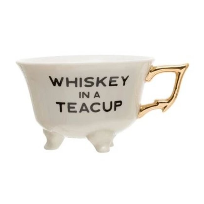 Stoneware Footed Teacup with Saying