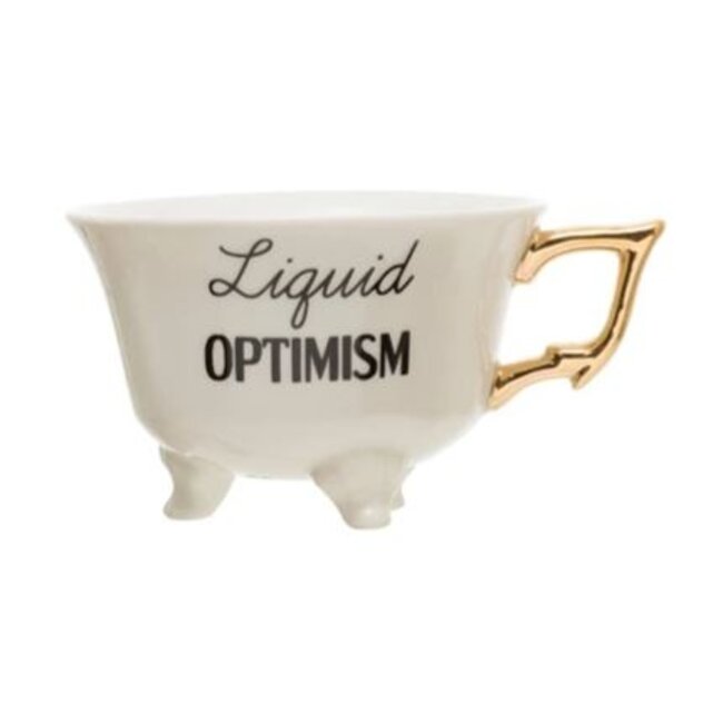 Stoneware Footed Teacup with Saying